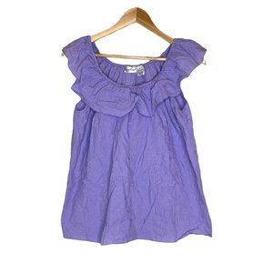 Havre' Benard top womens size Large purple sleeveless ruffle elastic neckline